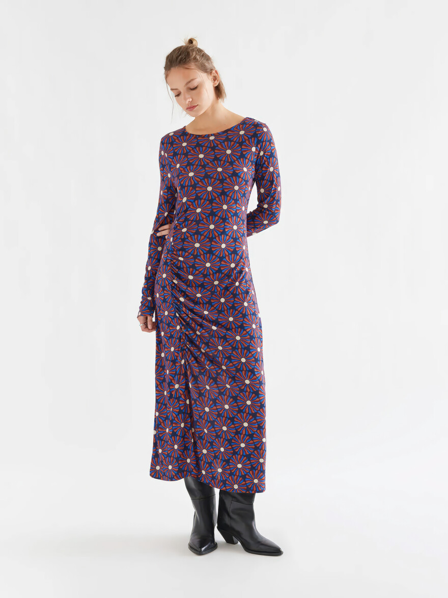 Spiral Flower Haze Midi Dress
