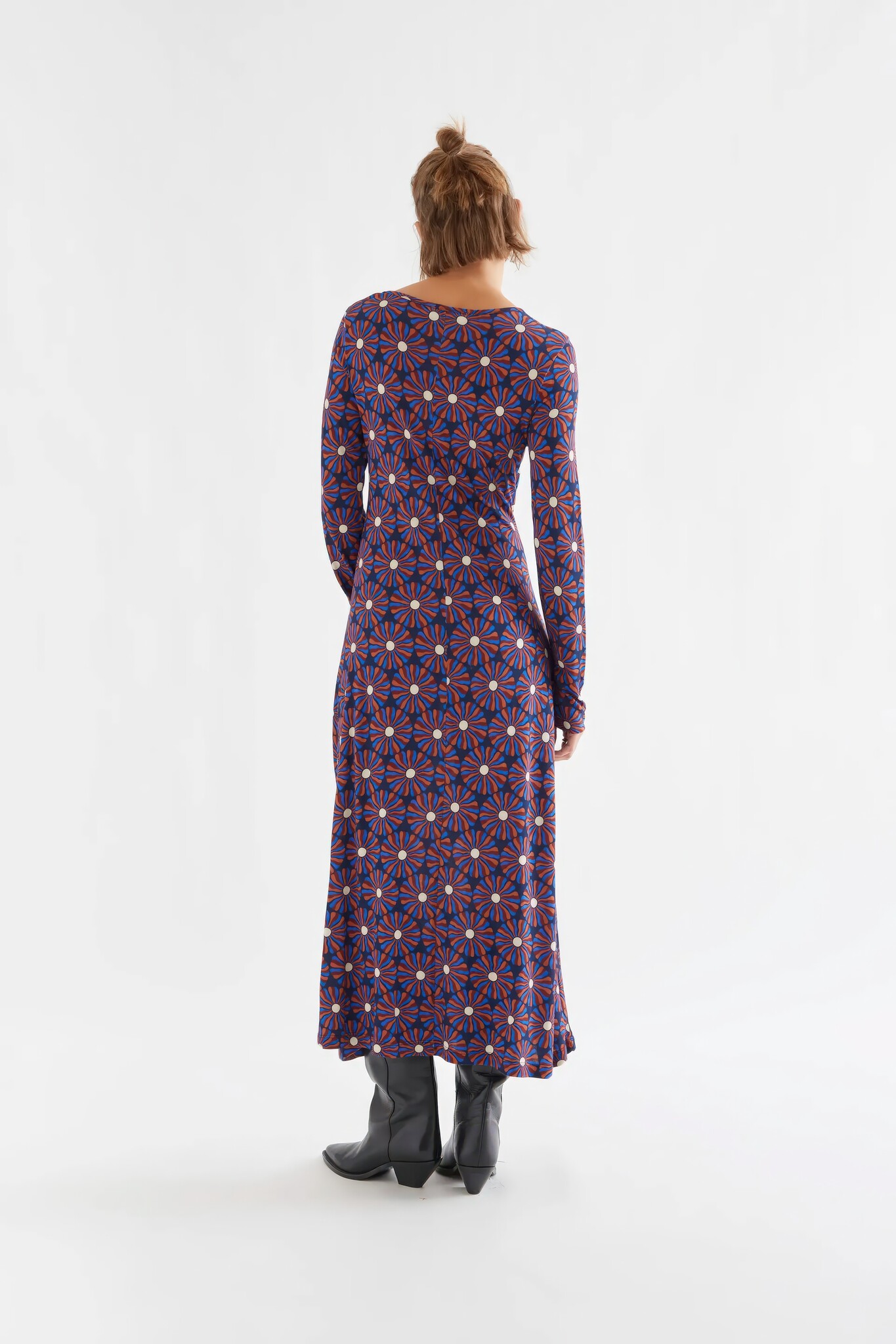 Spiral Flower Haze Midi Dress-4