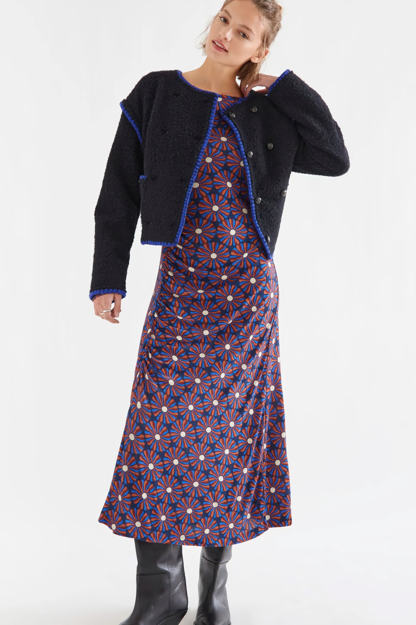 Spiral Flower Haze Midi Dress-3
