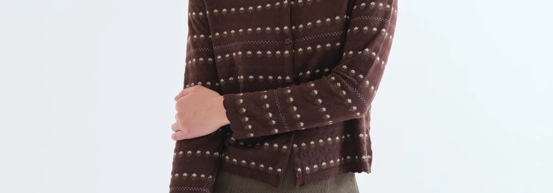 Happy Umber Flower Horizon Cardigan