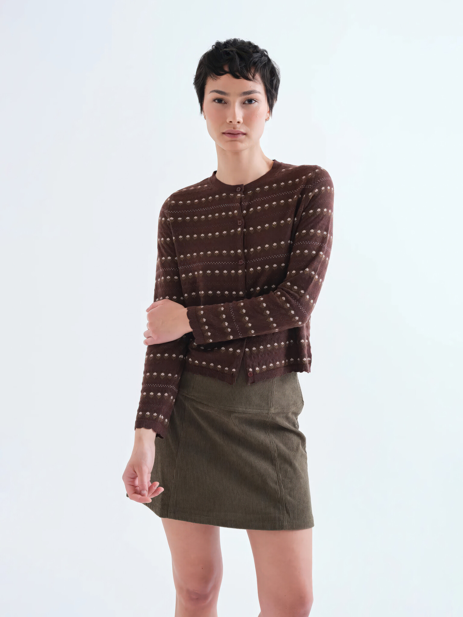 Happy Umber Flower Horizon Cardigan-1