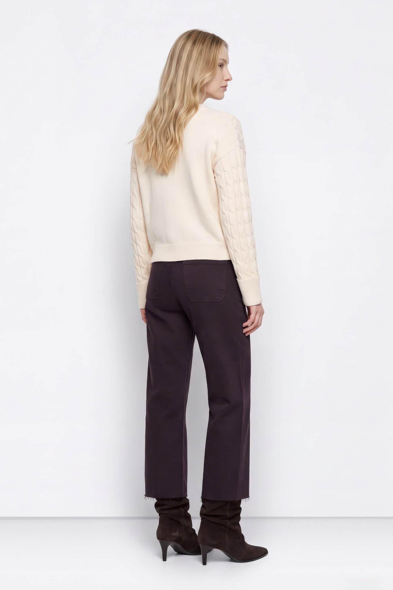 Marine Chocolate Cropped Pinstripe Jeans-2