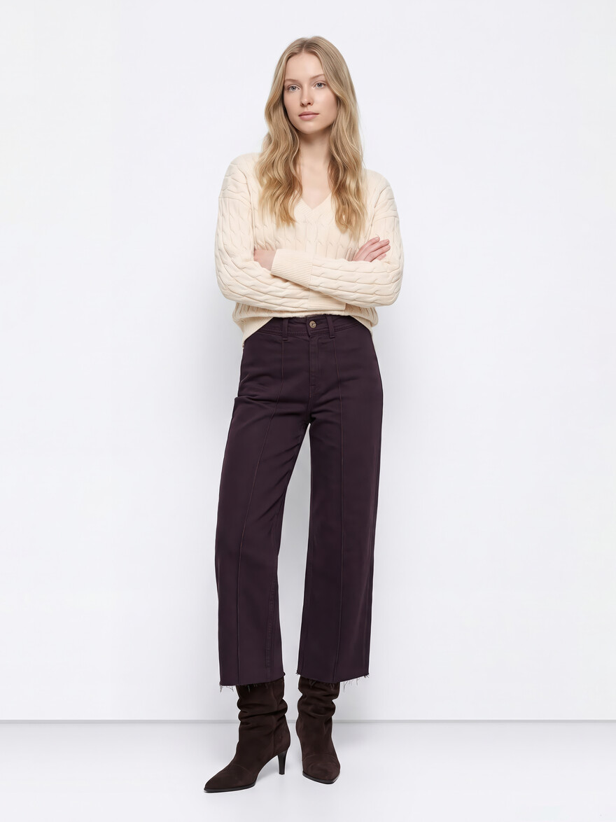 Marine Chocolate Cropped Pinstripe Jeans