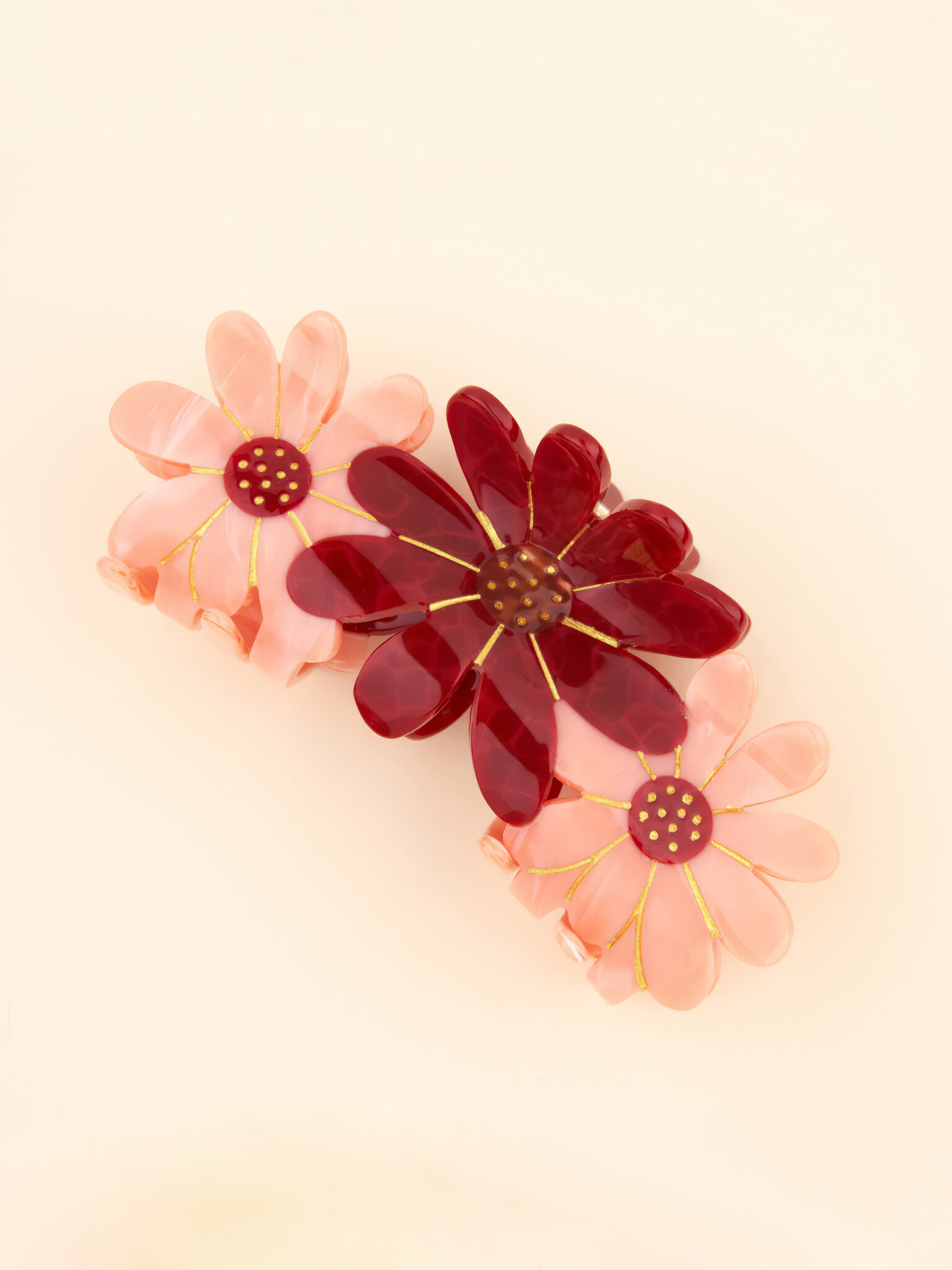 ♣ Pink Flowers Trio Hair Claw-1