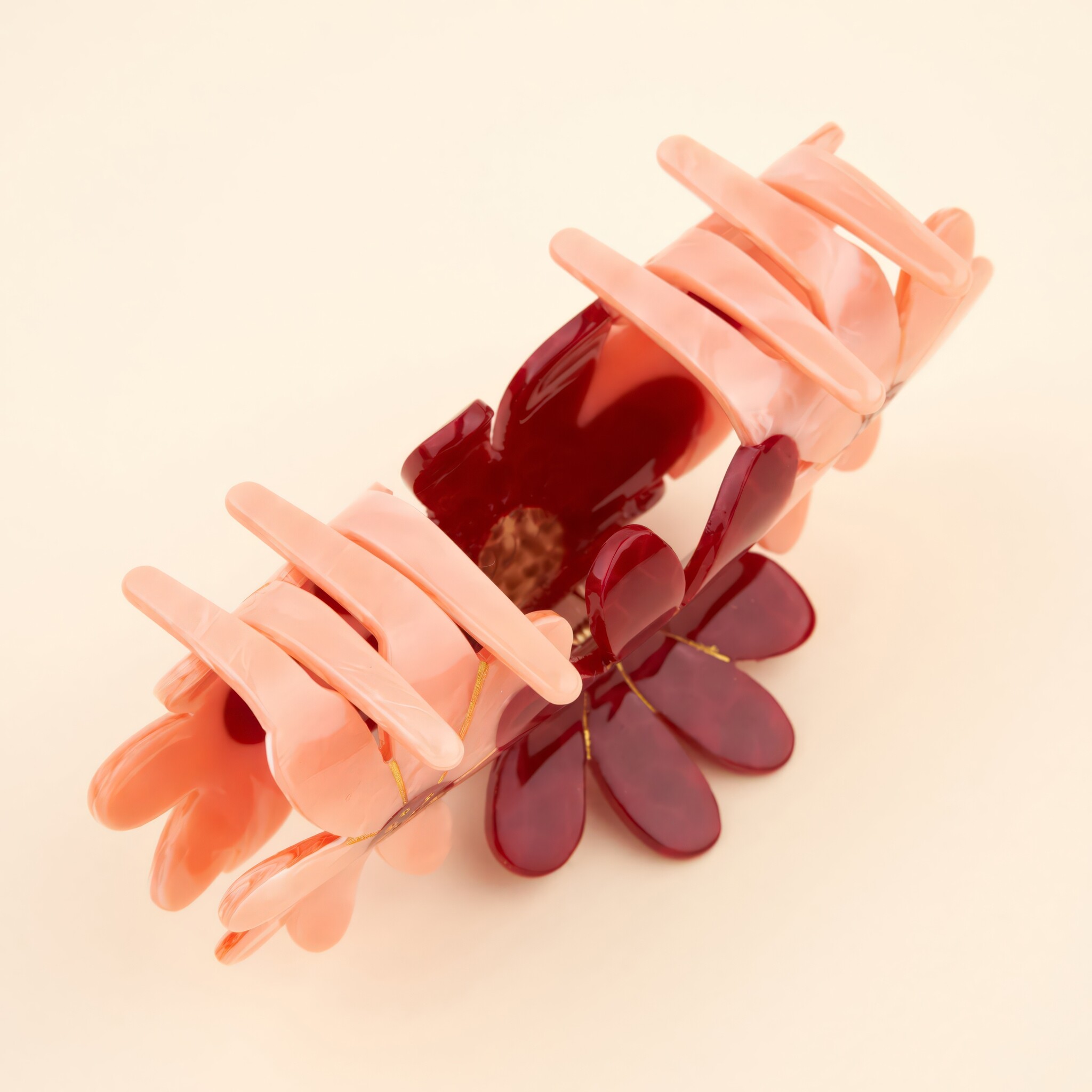 ♣ Pink Flowers Trio Hair Claw-4