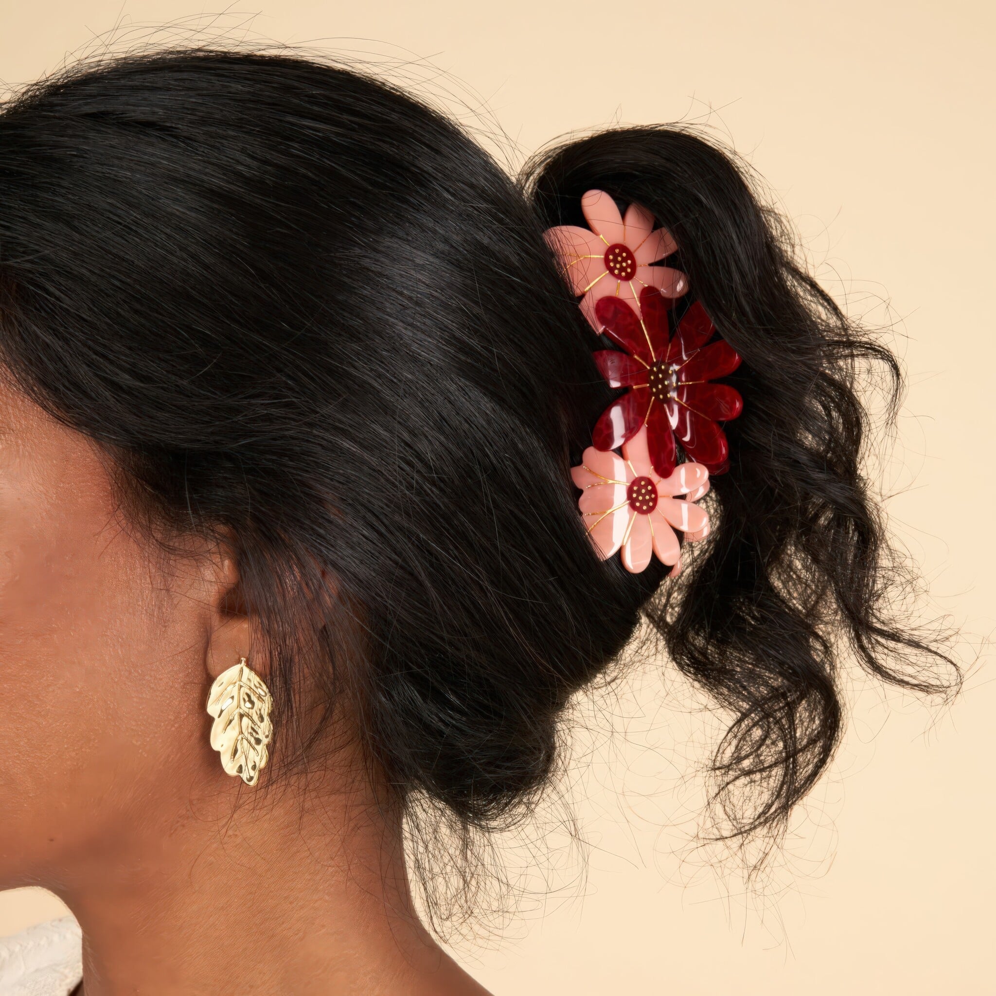 ♣ Pink Flowers Trio Hair Claw-2