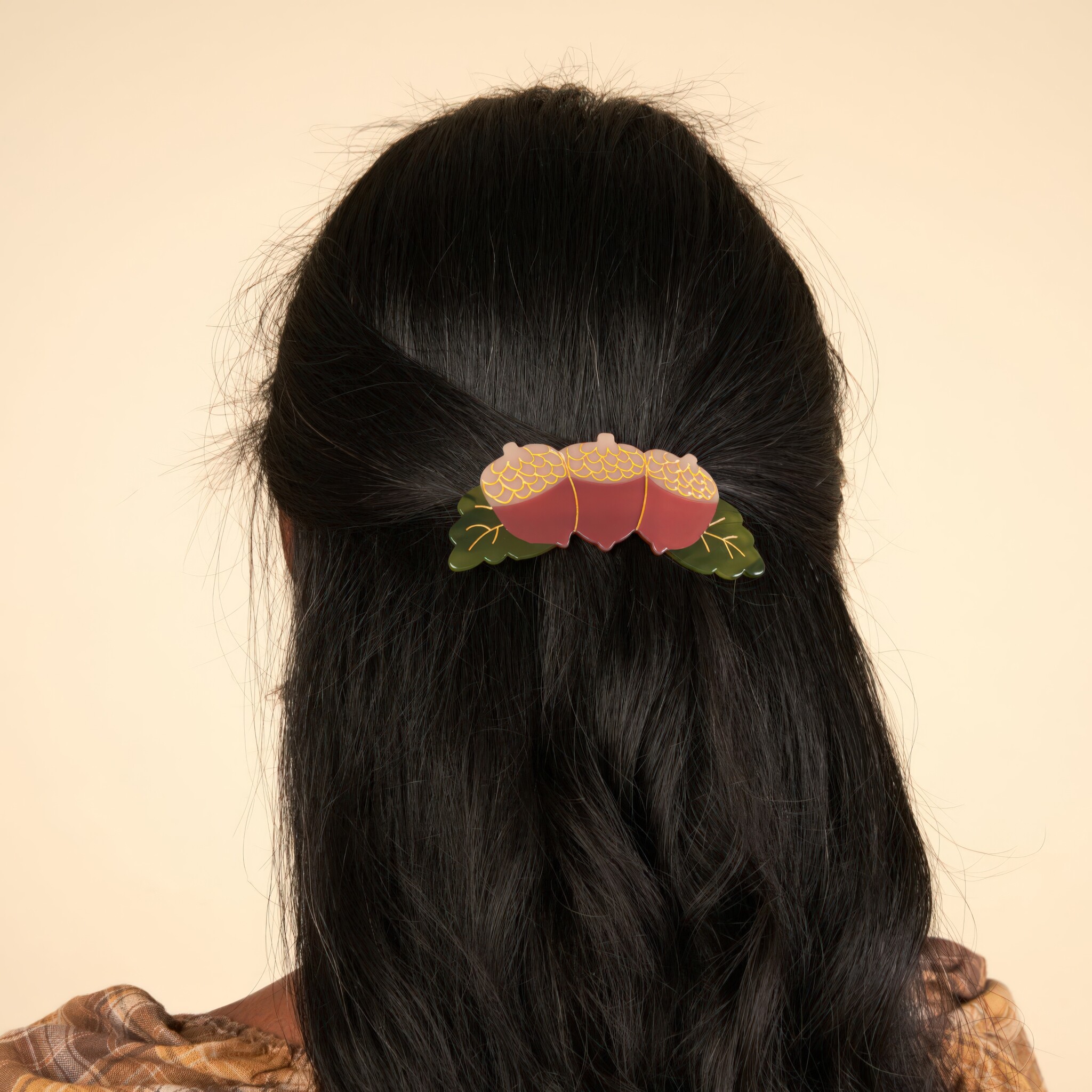 ♣ Acorns French Barrette-2