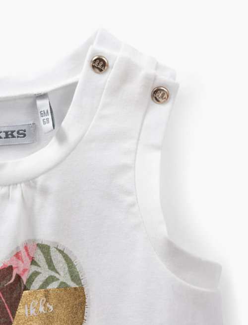 IKKS IKKS T-shirt Girls 'Army Of Flowers' Blanc Cassé