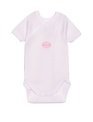 Petit Bateau Petit Bateau Body Milleraies-strepen Roze Korte Mouw En Omslag