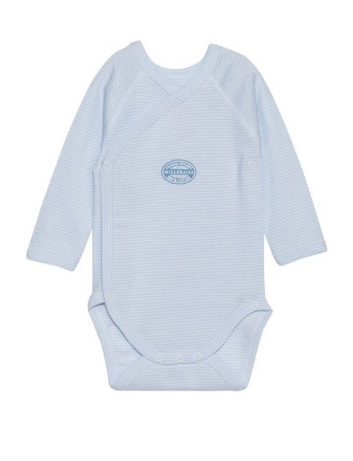 Petit Bateau Petit Bateau Body Milleraies-strepen Blauw Lange Mouw En Omslag