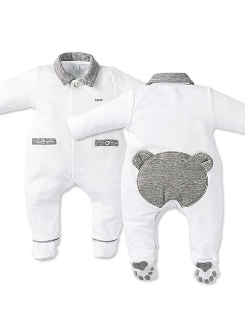 First First Combi Orso Jersey Teddybear White/ Grey