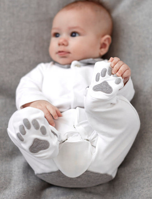 First First Combi Orso Jersey Teddybear White/ Grey