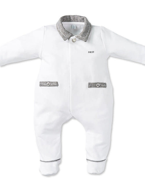 First First Combi Orso Jersey Teddybear White/ Grey