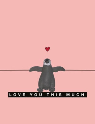 Leuke Kaartjes Leuke Kaartjes Met Geluksbrenger Pinguïn "Love You This Much"