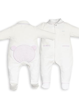 First First Combi Teddy Bear Backside White/Striped Pink