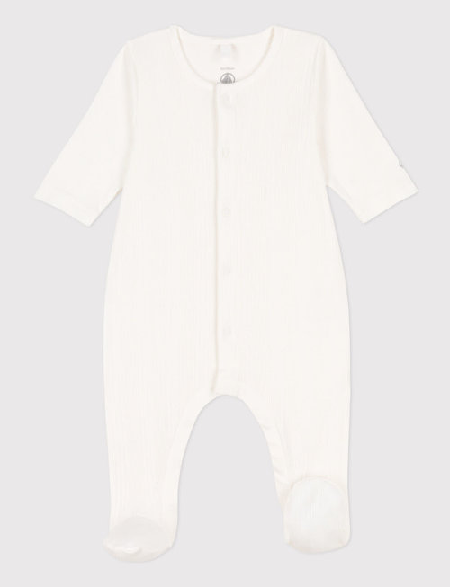 Petit Bateau Petit Bateau Pyjama Van Geribbeld Katoen Wit