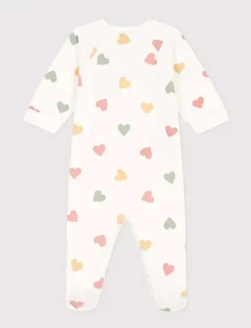 Petit Bateau Petit Bateau Fluwelen Pyjama met meerkleurige Hartjesprint