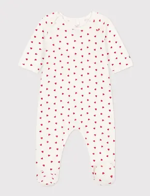 Petit Bateau Petit Bateau Fluwelen Pyjama met Rode Hartjesprint