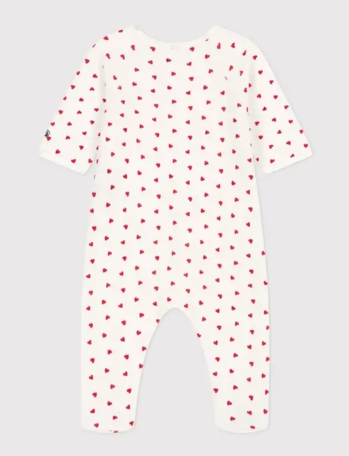 Petit Bateau Petit Bateau Fluwelen Pyjama met Rode Hartjesprint