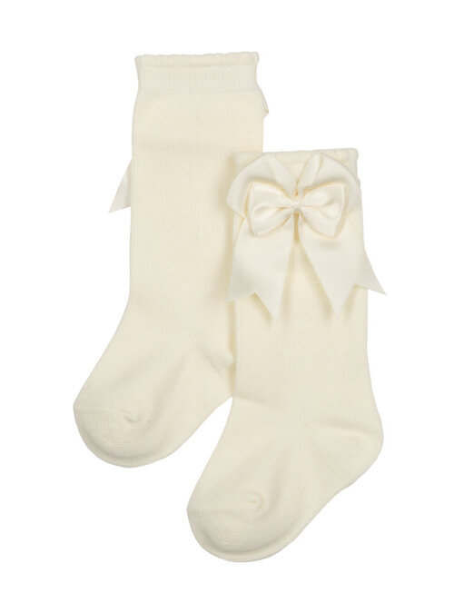 Natini Natini Kniekousen Bow Satin Offwhite