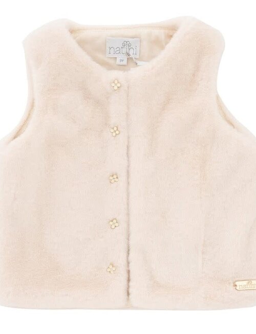 Natini Natini Gilet Fur Flowers Cream