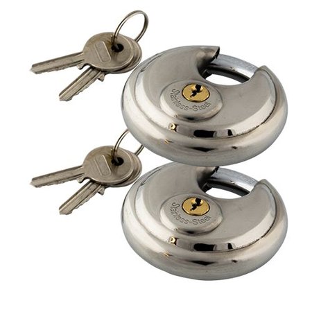 Lock-it 2 Stück Edelstahl Diskusschlösser 70mm gleichschließend
