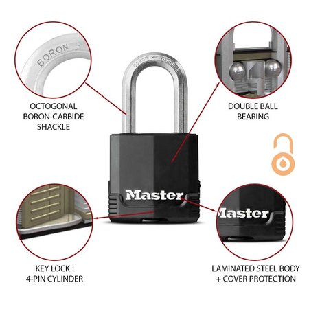 Masterlock 49mm breed Excell Vorhängeschloss Laminiert