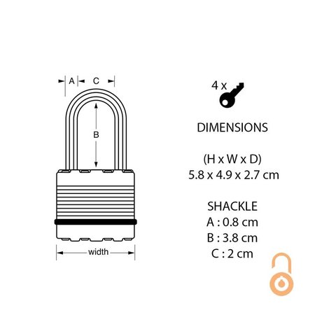Masterlock 49mm breed Excell Vorhängeschloss Laminiert