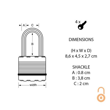 Masterlock Excell Vorhängeschloss - 4 Schlüssel