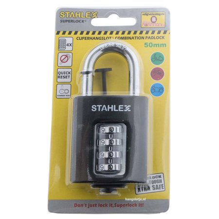 Stahlex Zahlenschloss - 50mm - Schwarz - Easy Release