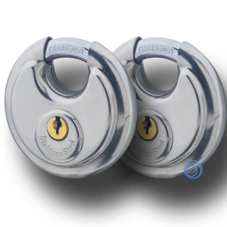 Lock-it 2 Stück Edelstahl Diskusschlösser 70mm gleichschließend