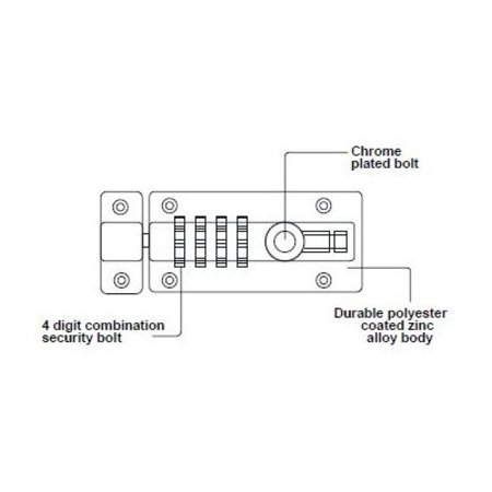 Benson Schubriegel mit Zahlenschloss 120mm