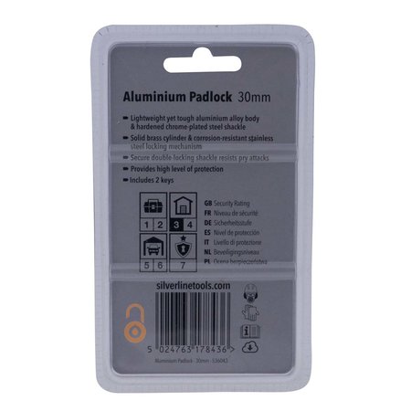 Silverline Vorhängeschloss 30mm Aluminium
