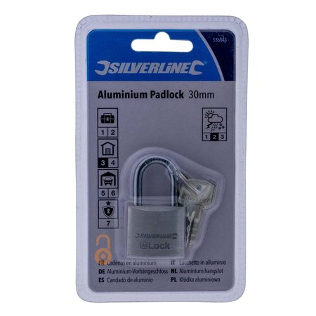 Silverline Vorhängeschloss 30mm Aluminium