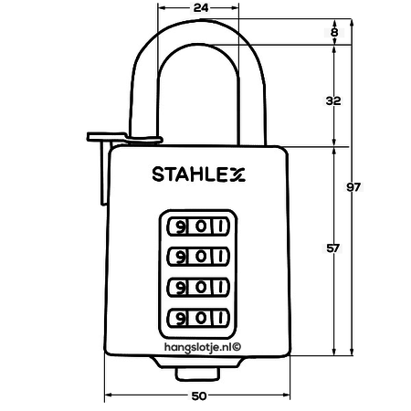 Stahlex Zahlenschloss - 50mm - Schwarz - Easy Release