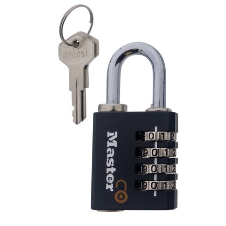 Masterlock Zahlenschloss mit Override-Schlüssel - selbst einstellbarer Zahlencode