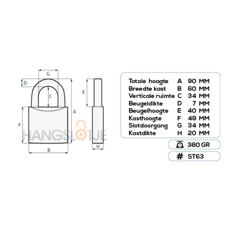 Stahlex Hangslot 63mm 266