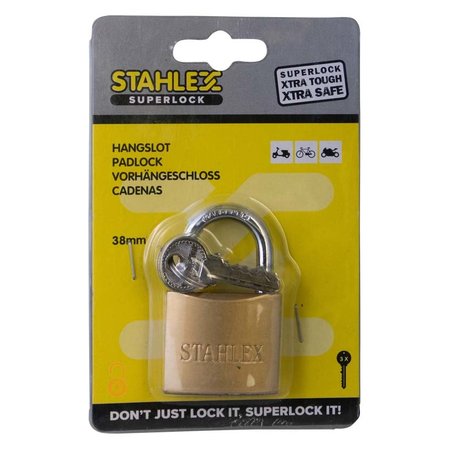 Stahlex Hangslot 38 mm goudkleur – zwaar hangslot met geharde beugel