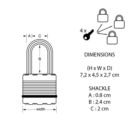 Masterlock Vorhängeschloss-Set No Crack achteckig