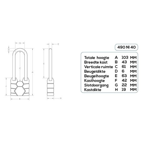 Burgwächter Burgwächter 40mm Gelijksluitend Hangslot met Hoge Beugel zeewaterbestendig Ocean