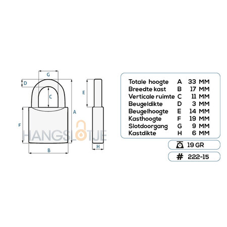 Burgwächter Vorhängeschloss 15mm 222