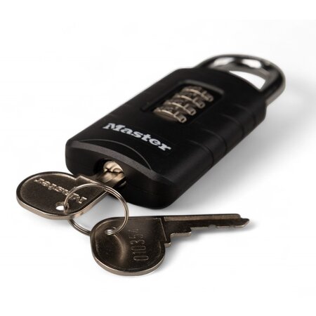 Masterlock Cijferhangslot met herstelsleutel - zelf-instelbare cijfercode - Zware uitvoering