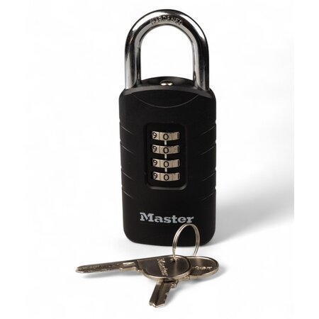 Masterlock Cijferhangslot met herstelsleutel - zelf-instelbare cijfercode - Zware uitvoering