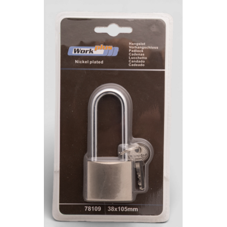 Work-it Vorhängeschloss 38 mm mit hoher Bügel 60 mm – blanco kast geeignet für graveren