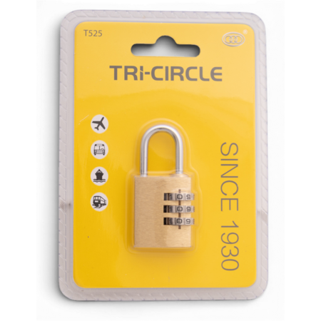 Tri-Circle Cijfersloten Messing 25mm