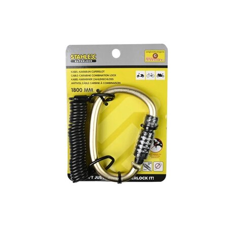 Stahlex Stahlex Kabel-Karabiner Zahlenschloss 1800 mm – Spiralkabel mit 4-stelligem Code