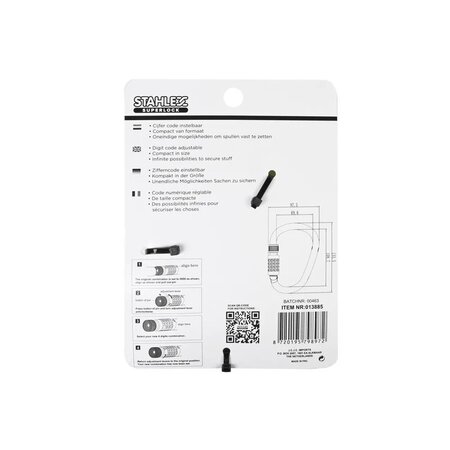 Stahlex Stahlex kabel-karabijn cijferslot 1800 mm – spiraalkabel met 4-cijferige code