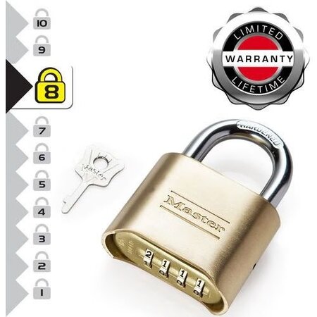 Masterlock Master Lock 175EURD Zahlenschloss 51mm mit massiv Messing Gehäuse und einstellbarer Zahlencode
