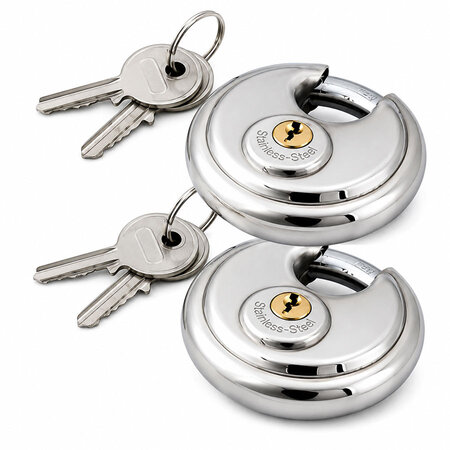 Lock-it 2 Stück Edelstahl Diskusschlösser 70mm gleichschließend