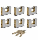 6x Blokslot 80mm Gelijksluitend Massief  Incl. 3 Sleutels